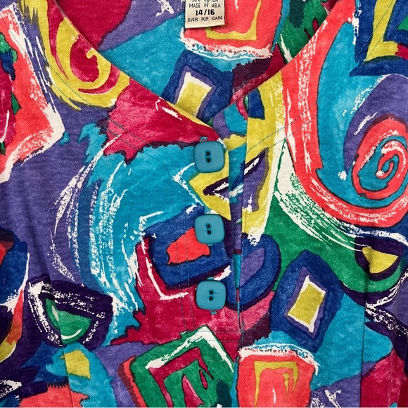 Vintage Colorful Maxi Dress Casual Wild Crazy Pattern Unique Artsy Abstract 14 - Picture 5 of 14